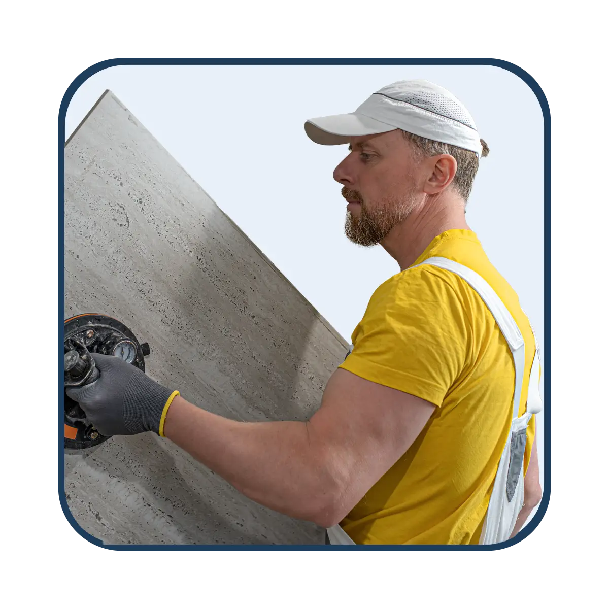 Fliesenarbeiter am Werk