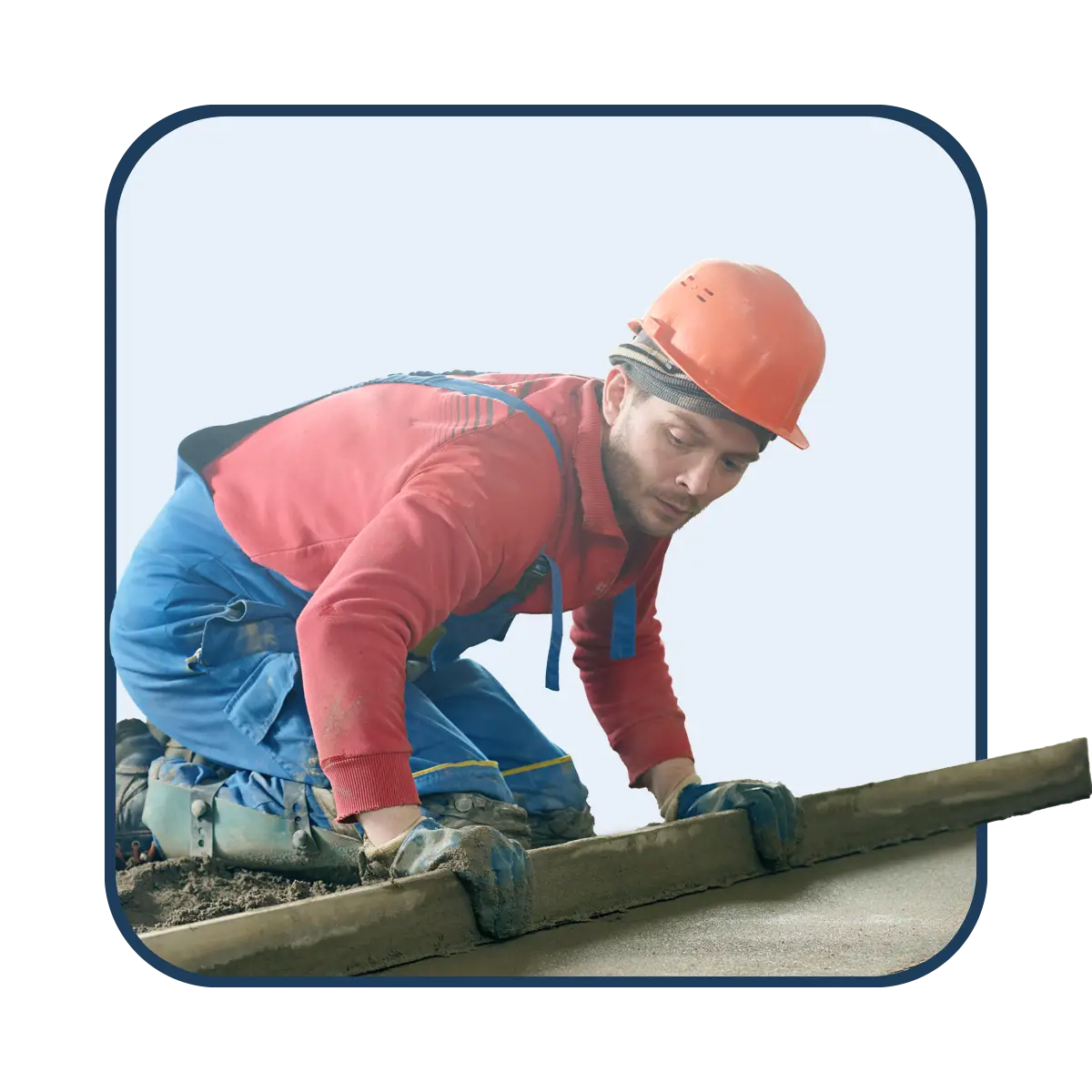 Ein Arbeiter bei Estricharbeiten