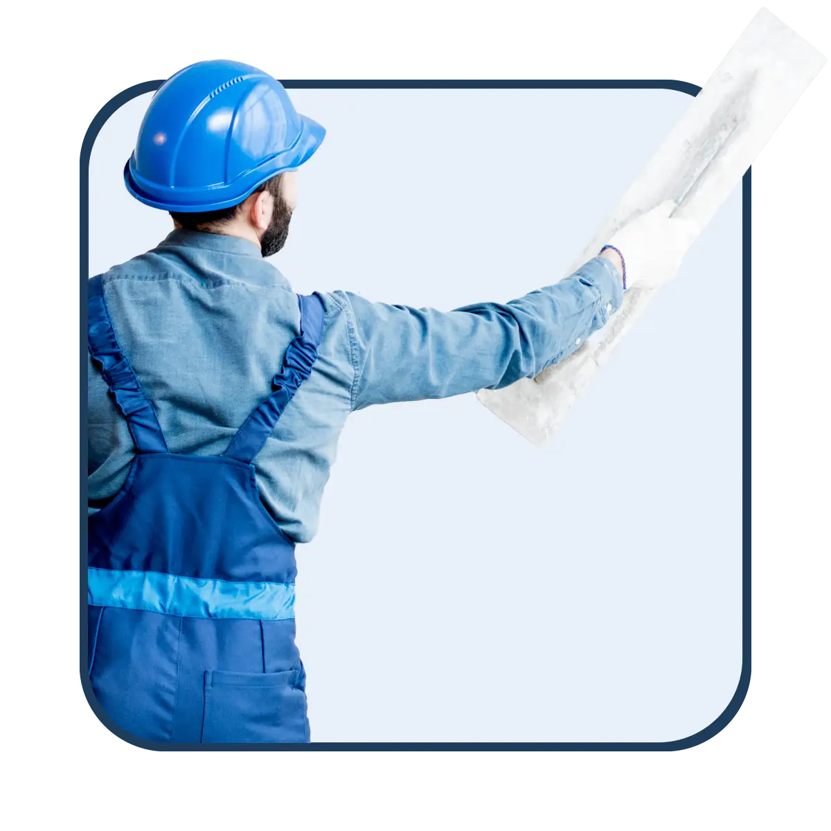 Ein Arbeiter beim Verputzen