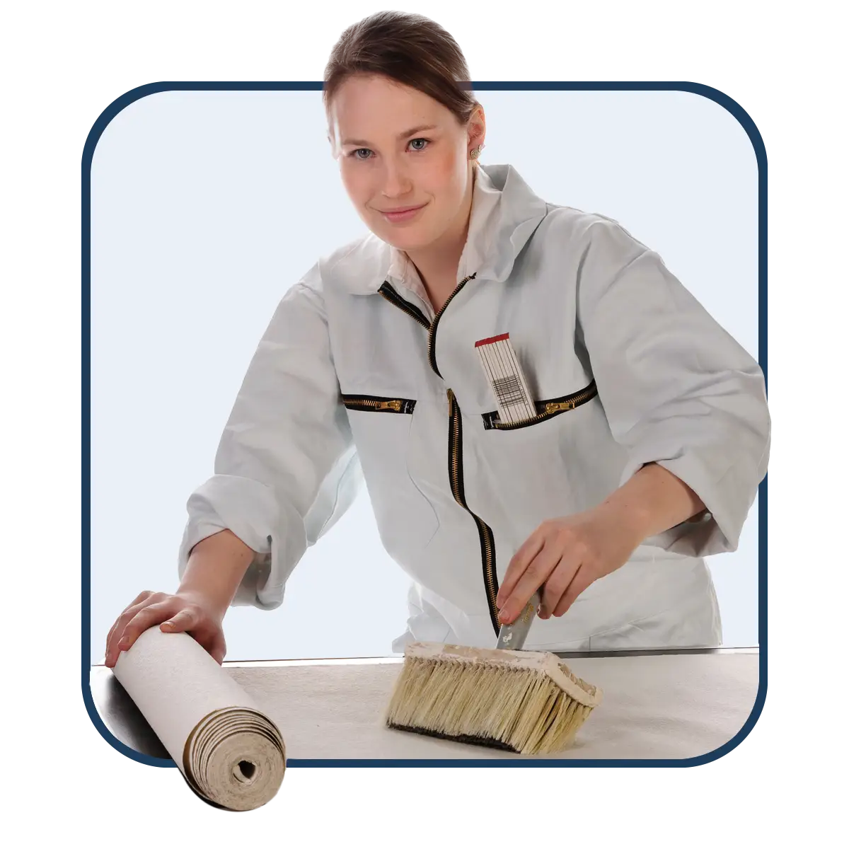 Tapeziererin bei der Arbeit