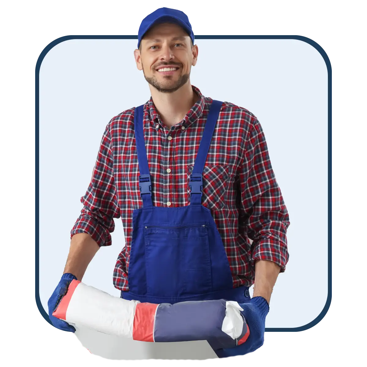 Trockenbau-Arbeiter mit Zementsack