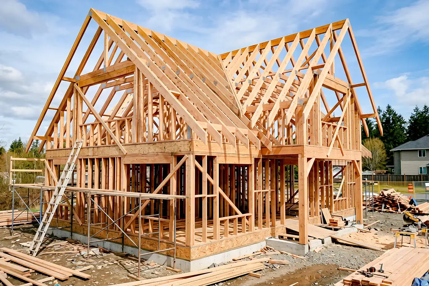 Holzkonstruktion für ein Haus
