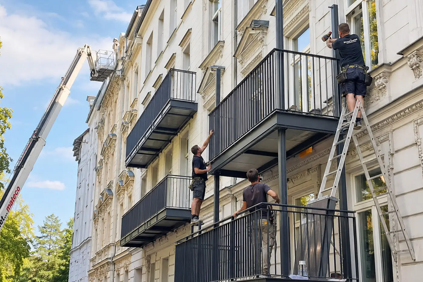 Neu gebaute Balkons