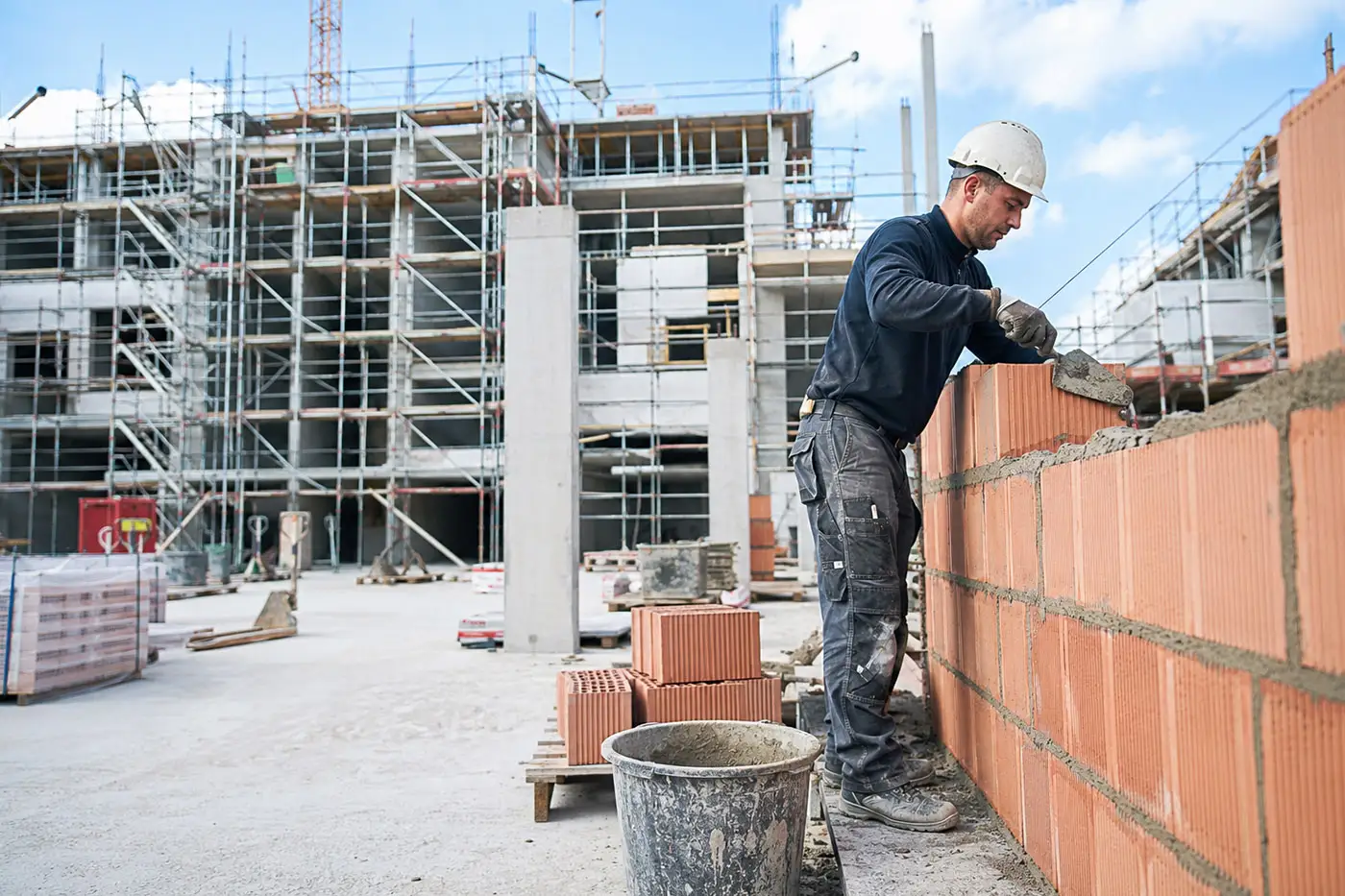 Bauarbeiter bei Hochbauarbeiten